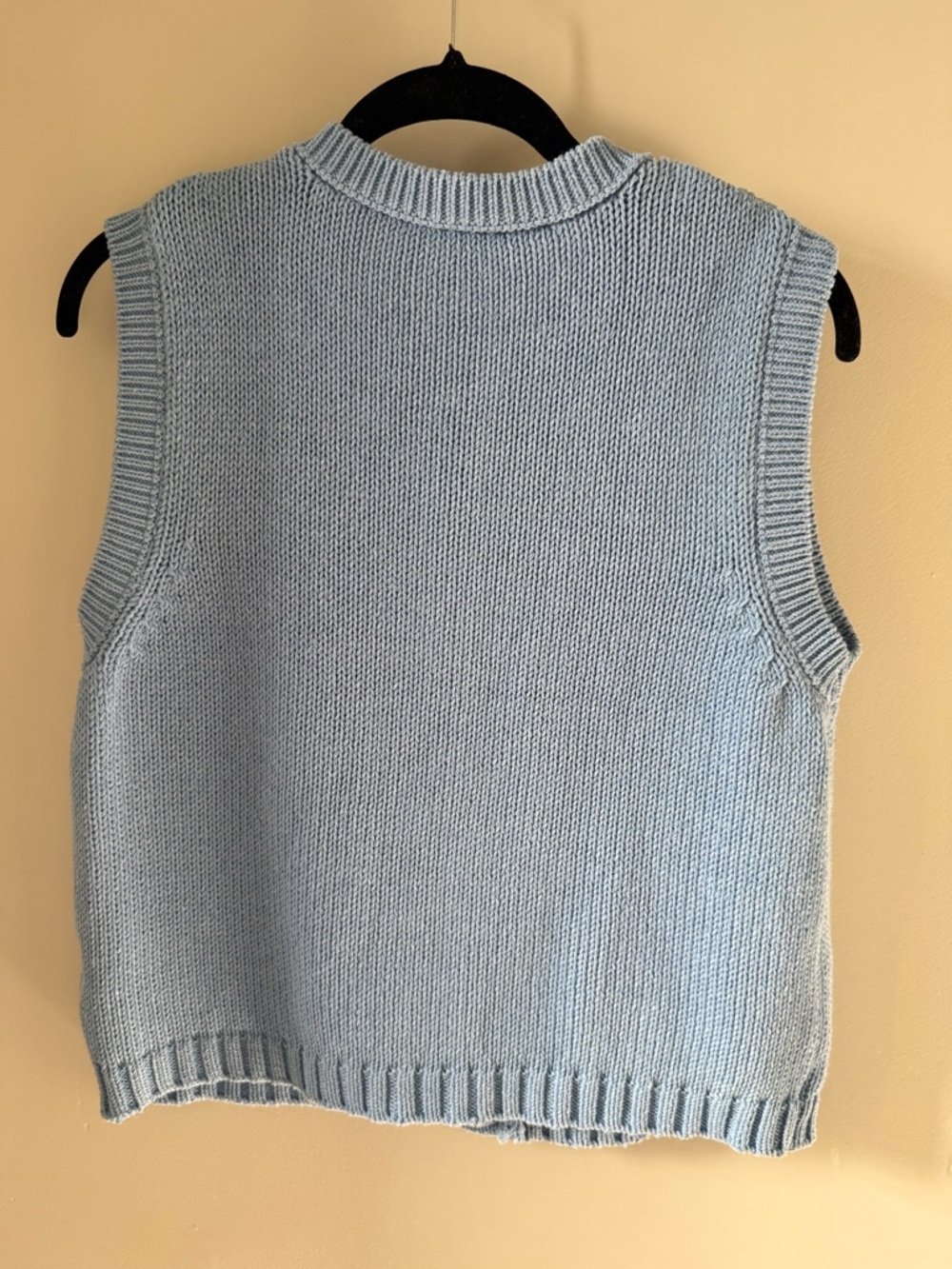 Zara Blue Argyle Knit Button-Up Vest with Yellow & Black Diamonds - Picture 3 of 4
